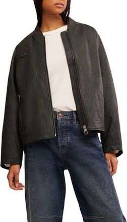 Free People Vinny Faux Leather Bomber Jacket in Black at Nordstrom Rack, Size X-Large