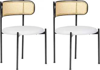 Beliani Beliani - Conjunto De 2 Sillas Retro Asiento De Tela Beige Estructura Met&aacute;lica Negra Respaldo De Trenza Vienesa Andover