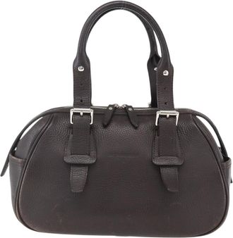 Burberry Vintage Handbag Leather Brown Leather Handbag (Pre-Owned)