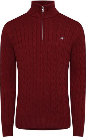 GANT Mens Cable Half Zip Fleece in Red - Size X-Large