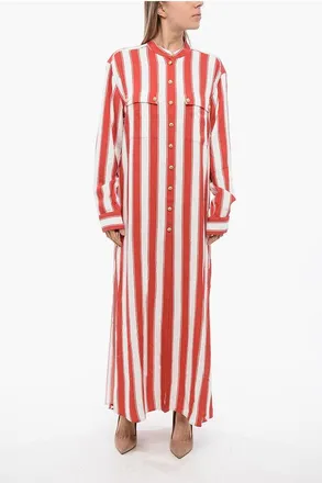 Balmain Striped Shirt Dress With Jewel Buttons size 38
