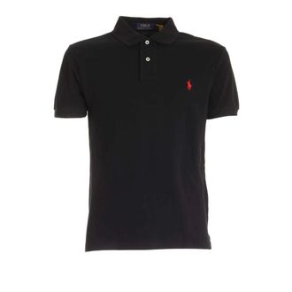 Polo Ralph Lauren Tops, Heren, Zwart, L, Katoen, Geborduurd Katoenen Poloshirt