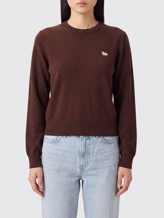 Maison Kitsun&eacute; Maglia girocollo in lana con finiture a coste e logo applicato