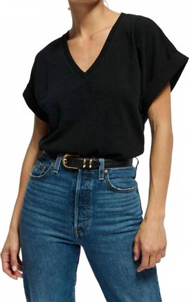 Nation Ltd Stevie Cuffed V-Neck Tee In Black