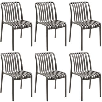 TecTake Garden chairs Alcudia - durable, stackable & weather-resistant in Dark Grey | Size: 6 Person