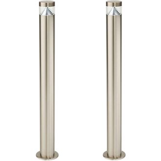 Loops 2 PACK Stepped Outdoor Bollard Light - 3.3W LED - 800mm Height - Stainless Steel in Metallics
