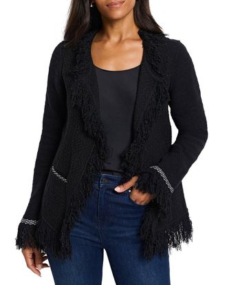 Nic+Zoe NIC+ZOE Statement Fringe Mix Knit Jacket