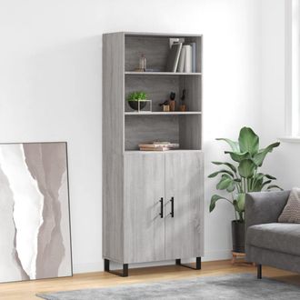 vidaXL Vidaxl - Aparador Alto Madera Contrachapada Gris Sonoma 69,5x34x180 Cm