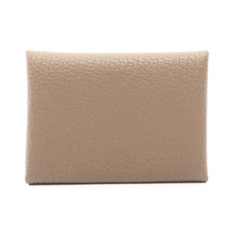 Herm&egrave;s Beige Etoupe Gray Chevre Leather Leather Coin Purse/Coin Case (Pre-Owned)