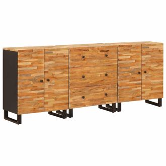 vidaXL Aparador 3 Pcs Marr&oacute;n 60 X 33 X 75 Cm Madera De Mango Maciza Vidaxl