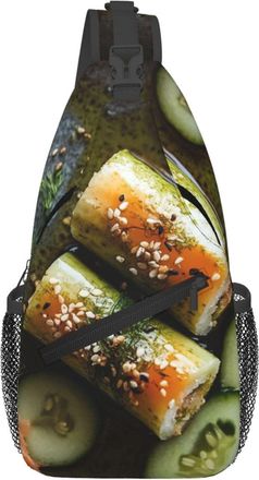 Generic Sushi Dill Pickles Crossbody Bag Lightweight Shoulder Bag Anti Theft Chest Backpack For Traveling Casual Camping