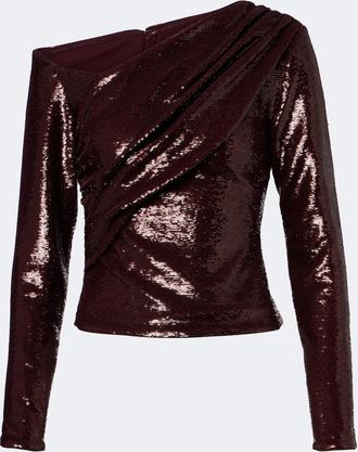 Roland Mouret Draped sequined asymmetric top