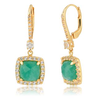 MAX + STONE 18k Gold Over Sterling Silver 4.5 Carats Cushion Cut Gemstone Earrings
