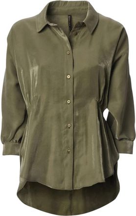 Manila Grace Camicia con coulisse - Dames - Overhemden - Groen - L - Overhemden