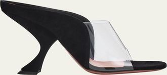 Amina Muaddi 90mm Mackenzie Suede and PVC Sandals