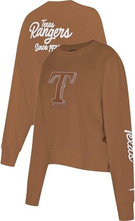 Pro Standard Womens Pro Standard Brown Texas Rangers Paint The City Pullover Cropped Sweatshirt at Nordstrom, Size Xx-Large