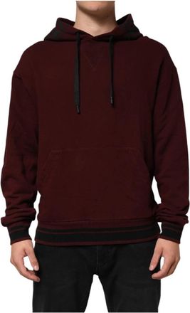 Dolce & Gabbana Bordeaux Geruite Heren Hoodie Sweater - Heren - Hoodies - Bruin - M - Katoen - Hoodies & sweatvesten