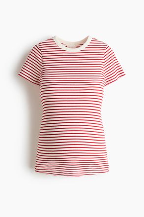 H&M MAMA Geripptes Shirt - Weiss/Rot Gestreift