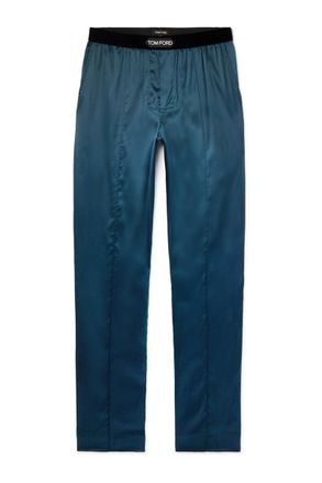 Tom Ford Velvet-Trimmed Stretch-Silk Satin Pyjama Trousers