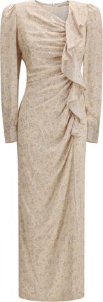 Alessandra Rich Womens Dress Draped Jacquard Cream Silk