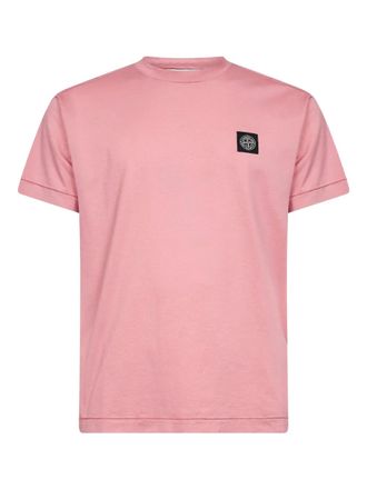 Stone Island T-shirt met logopatch en ronde hals - Roze
