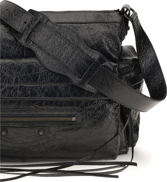 Balenciaga Mens Shoulder Bag Le City Multipocket Black Lambskin