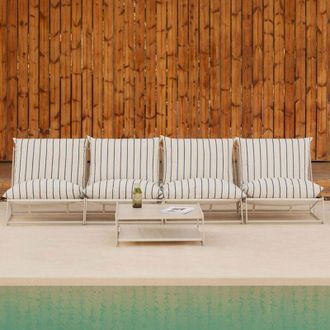 Sklum Sklum - Conjunto De Jard&iacute;n Con Sof&aacute; Modular De 4 Piezas Y Mesa Auxiliar Amaro