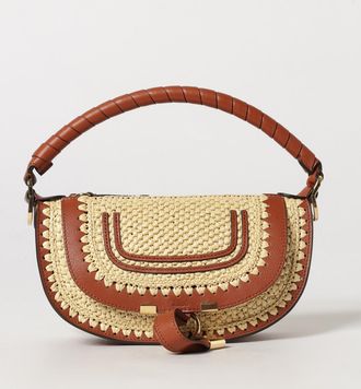 Chlo&eacute; Borsa hobo piccola Marcie in rafia con manico intrecciato in pelle