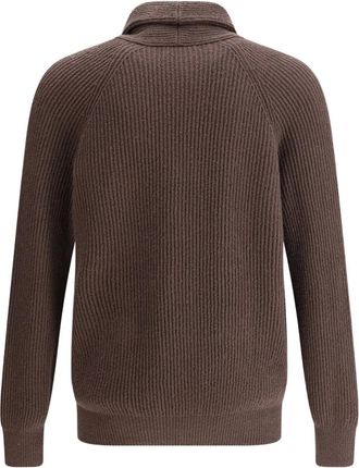 Brunello Cucinelli Womens Shawl-Lapel Ribbed Cardigan Aw25 M