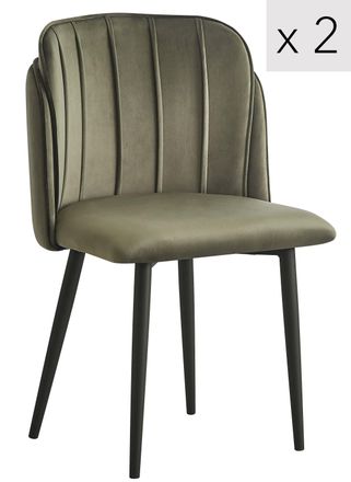 Nordlys Set of 2 Scandinavian Dining Chairs with Metal Legs in Green