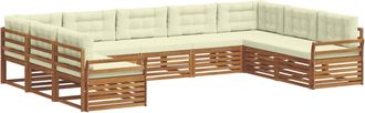 vidaXL Conjunto De Sof&aacute;s De Exterior 9 Uds. Natural Y Crema Vidaxl