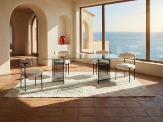 Vente-Unique Tavolo da pranzo 8 persone in vetro temperato Trasparente e antracite - BYLENA