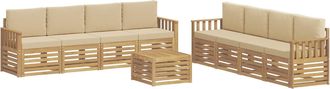 vidaXL Conjunto De Sof&aacute;s De Exterior 9 Uds. Y Beige Poli&eacute;ster Vidaxl