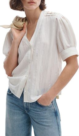 Rag & Bone Taylor Short Sleeve Woven Shirt in Ivory at Nordstrom, Size X-Small