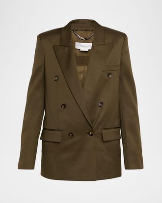Stella McCartney Shiny Wool Double-Breasted Jacket