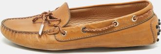 Tod's Tods Brown Leather Gommino Bow Slip On Loafers