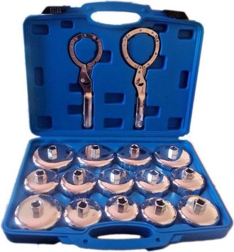 Trade Shop Trade Shop - Conjunto De La Llave De La Taza Para El Filtro De Aceite 16 Pcs Herramienta Universal Del Taller Autom&aacute;tico
