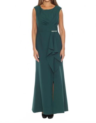 Joseph Ribkoff Womens Ruffled Mermaid Evening Dress In Absolute Green
