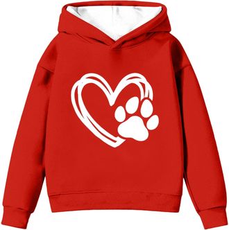 Generic Hoodies for Girls Uk Dog Paw Print Sweatshirt Long Sleeve Hooded Lightweight Soft Jumpers Casual Drawstring Pocket Oversized Fashion Loose Baggy Overs