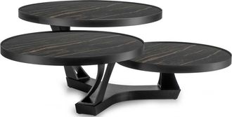 Naos Ausziehbarer Designer Couchtisch Extremis mit rotierenden Tischplatten - Black Desire/ Schwarz matt