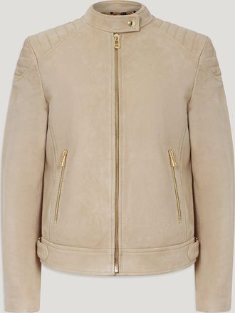 Belstaff Mollison Jacket Womens Lightweight Suede Dark Dune Size UK 10
