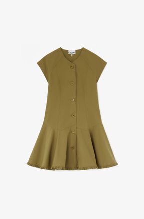 Ganni Green Dress in Cotton - Size 32 Organic