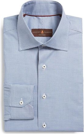 Robert Talbott Tailored Fit Check Dress Shirt in Navy at Nordstrom, Size 18.5