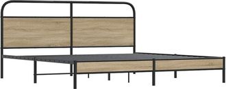 vidaXL Vidaxl - Estructura de cama sin colchón metal roble ahumado 200x200 cm