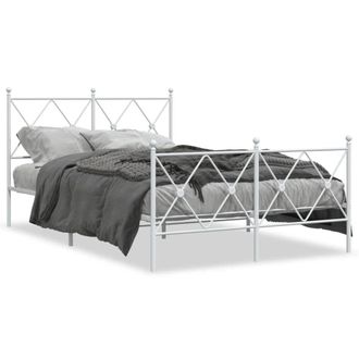 Berkfield Home Metal Bed Frame without Mattress with Footboard White 120x190cm | Size: 120x190 cm
