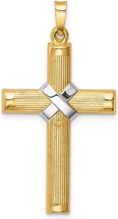 Diamond2Deal 14k Yellow Gold Hollow Polished Rhodium Center X Cross