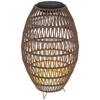 OUTSUNNY Rattan Solar Lamp - Auto On/Off Garden Lantern - Dark brown | TJ Hughes