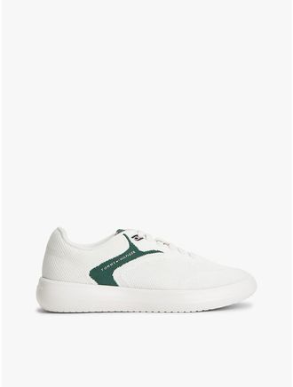 Tommy Hilfiger Mens Knit Cupsole Sneaker - Ecru/Street Green - US 11.5 / EU 45