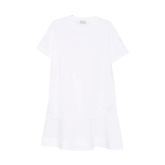 Moncler Short Dresses, female, White, Size: M Mini abito con orlo a balze