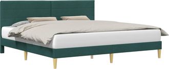 vidaXL Estructura De Cama Con Cabecera Verde Oscuro 180 X 200 Cm Tela Vidaxl